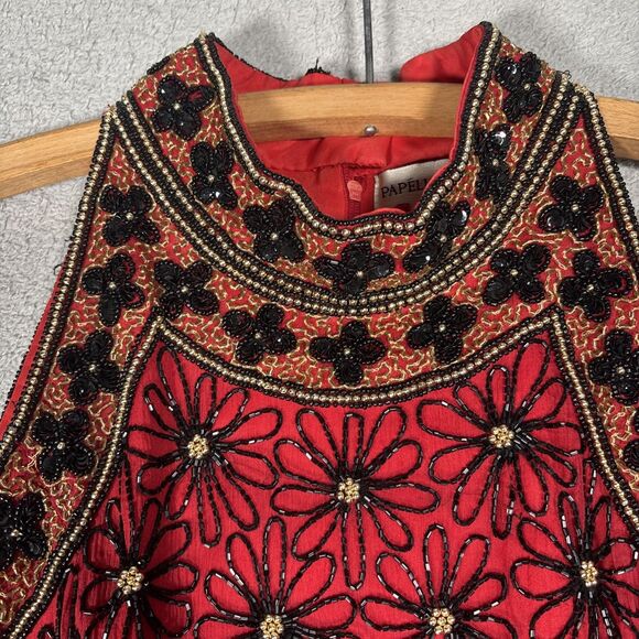 Papell Boutique Halter Top Women’s Size L Red Silk Dark Fairy Romantic Goth Vamp - Picture 6 of 16